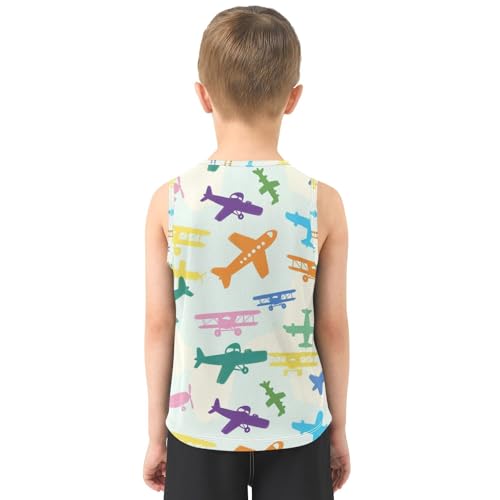 J JOYSAY Coloful Airplane Beige Boys Tank Top Sleeveless Muscle Shirts Quick Dry Active Workout Sport Kids T-Shirts 3-15T3