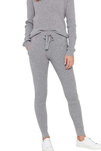 State Cashmere Women’s 100% Pure Cashmere Knitted Loungewear • Tops and Bottoms Sold Separately • (Pale Charcoal, X-Large)