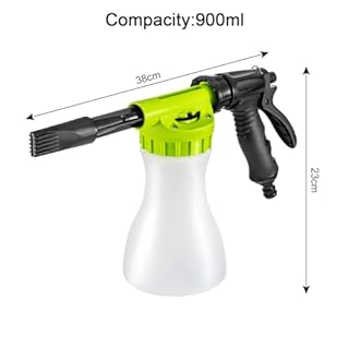 Trintion Wash Foam Cannon 900ml Snow Foam Gun Bottle Sprayer Adjustable Car Cleaning Spray Tool Hose Pipe Sprayer for Car Home Garden Wash (Green)