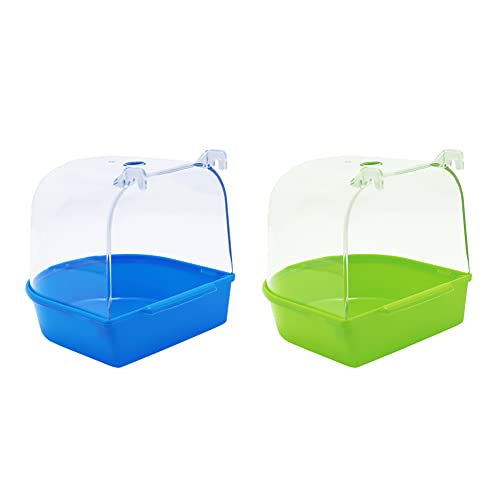 Image of Litewoo Bird Bath Shower Box Hanging Parrot Bathtub Bowl Cage with Hooks Birdcage Cage Accessory Bathing Tub Suitable for Small Animal Parakeet Canary Budgies Parrot (Random Color) (one-Piece)
