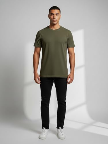 Image of Dollar Easy Fit Cotton Blend Pack of 1 Solid Men's Round Neck T-Shirt