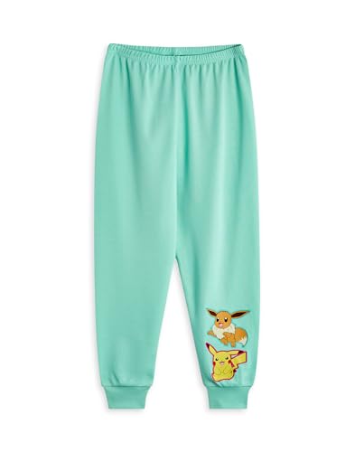 Pokemon Girls Pajama Set | Kids Pikachu & Eevee Graphic Short Sleeve Top & Long Leg PJ Bottoms in Pink & Green Children4