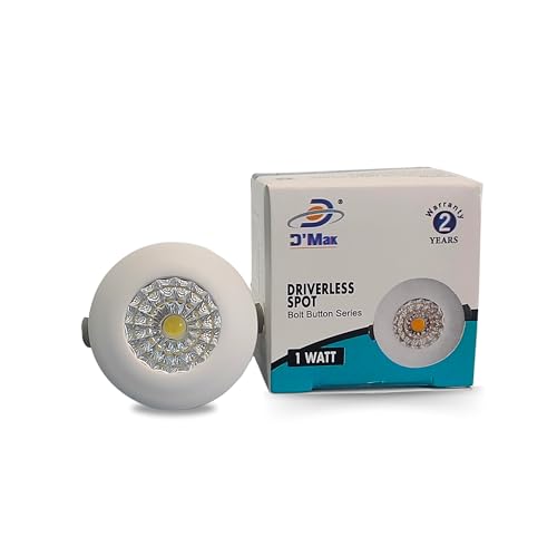 Image of D'Mak 1 Watt Round LED Button COB White Focus Light for POP /Recessed Lighting (White, Pack of 2)