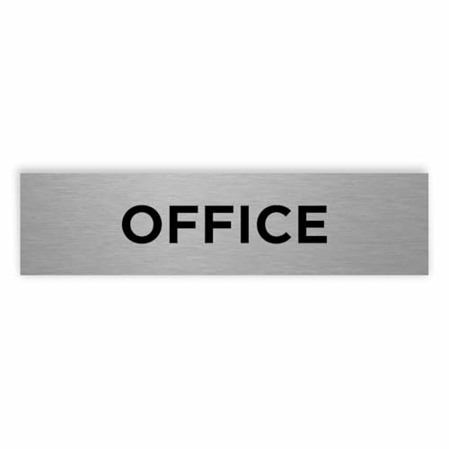 Slimline Aluminium Office Door Sign from ViroDisplay - Rigid Brushed Silver Aluminium 200 x 50mm - Durable Printed Surface - Self-Adhesive Fixing