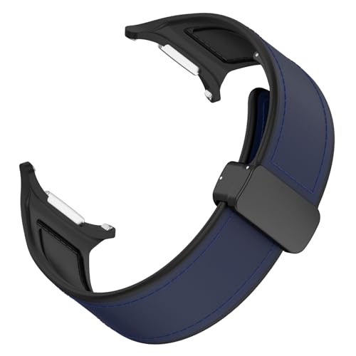 Image of YODI Watch Band Compatible with Samsung Galaxy Watch 7 Ultra Band 47mm Smartwatch, Soft Classic Strap Bands Genuine Hybrid Leather For Men Women (Blue)
