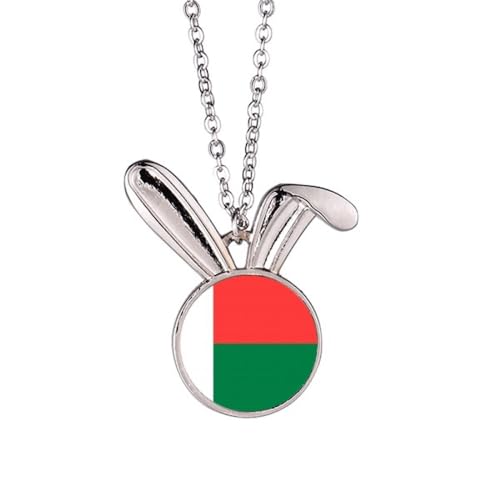 Pendentif drapeau national de Madagascar lapin, collier motif pays africain