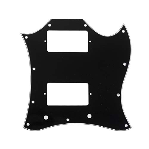 Musiclily Pro 11 Trous Large Full Face Guitare Pickguard Plaque de Protection pour Import SG, 3plis Noir - Les Beatles, Paul McCartney, John Lennon, RIngo Starr, George Harrison Musiclily Pro 11 Trous Large Full Face Guitare Pickguard Plaque de Protection pour Import SG, 3plis Noir
