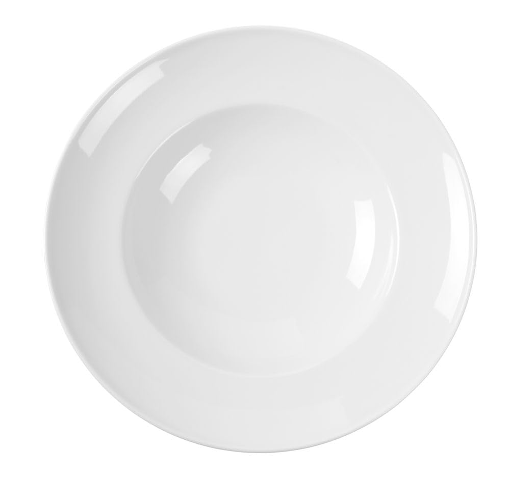 HENDI Plato para servir pasta, bordes reforzados, esmalte de calidad, resistente a los impactos y al desgaste, apto para el microondas y el lavavajillas, ø300mm, porcelana blanca
