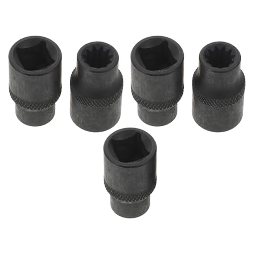 ULTECHNOVO Dados de Extracción para Pinza de Freno de Camión Europea, 5 Piezas, Dado de 3/8 de 11 Puntas, Herramienta de Ajuste y Mantenimiento para Freno de Disco, Herramienta