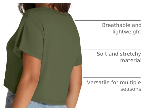 Image of Womens Crop Tops Short Sleeve V Neck Summer Cropped T Shirts Baisc Tees