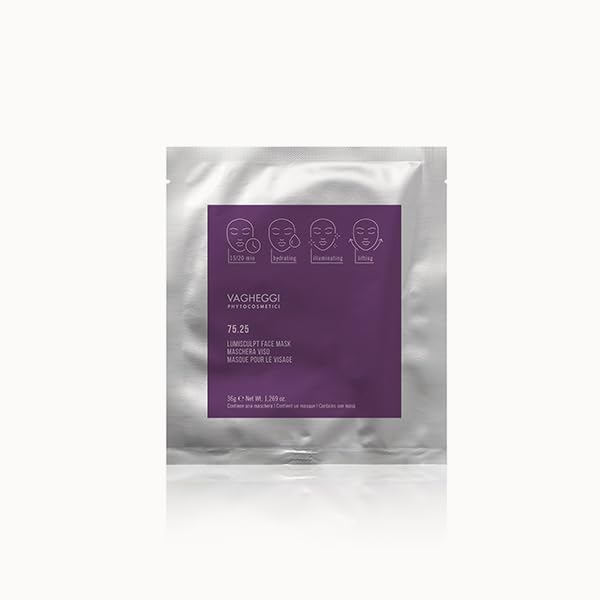 Vagheggi 75.25 LumiSculpt Face Mask 3 pz, Maschera Viso Hydrogel Effetto Lifting e Glow, con NAD+ Activator, Acido Ialuronico, Lapacho, Vitamina C e Acido Ferulico