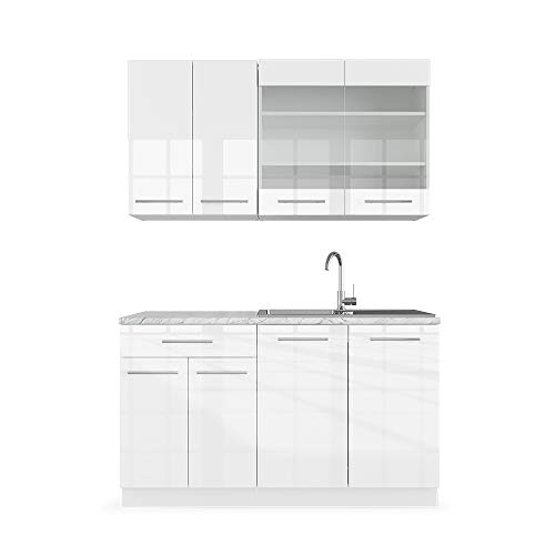 MATERIALE: La cucina componibile è composta da un truciolato di 16 mm di facile manutenzione, con rivestimento in resina melaminica. Tutti i frontali dei mobili della cucina sono realizzati in MDF di alta qualità.