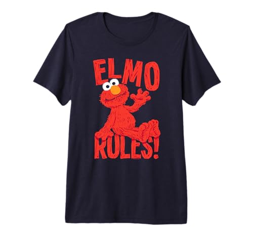 T-shirt Sesame Street Elmo Rules t-shirt geek rétro coton de qualité