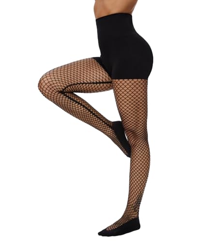 Shapewear Leggings for Under Dresses, Tummy Control High Waist Thigh Slimmer Compression Pants, Fishnet Pantyhose