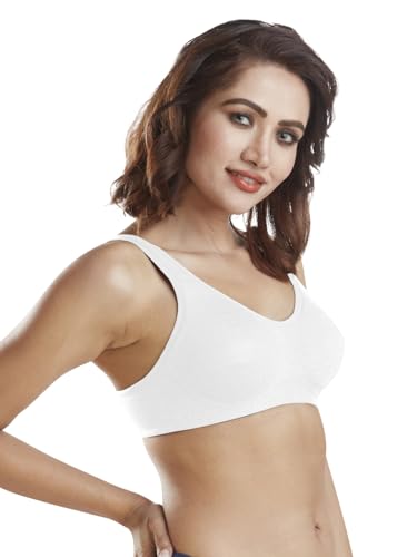 Image of SONARI Minimizer Everyday Bra|Full Coverage|Non Padded|Wire Free|Adjustable Straps|Cotton Spandex White