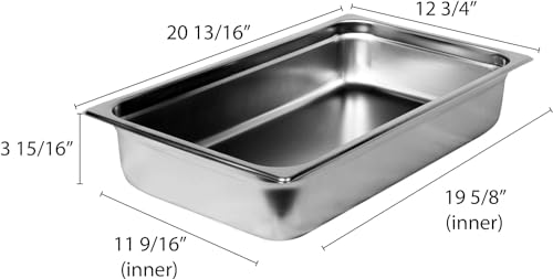 TrueCraftware- Full Size 4\" Deep Stainless Steel Anti-Jamming Steam Pan 25 Gauge- Chafing Steam Food Pan Anti-Jam Steam Table Hotel Pan for Restaurant Family Events Personal Catering Use