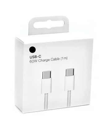 Зарядный кабель Generico, совместимый с iPhone, USB-C, 60 Вт, плетеный, белый, 1 м, для устройств с разъемом USB-C.