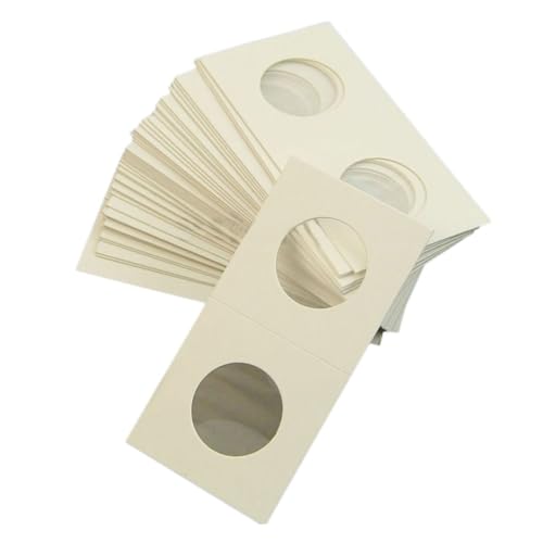 ZUNOXAZ 200個 硬貨用収納ケース コインペーパークリップ スタンプホルダー 紙製保護ケース 硬貨収集用 丈夫で透明な窓付き