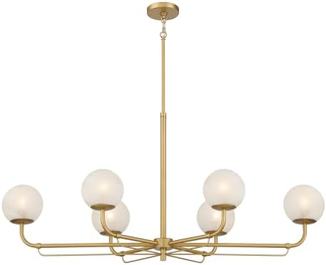 Minka Lavery 3796-732 Whitehall 6 Light 46" Long Linear Chandelier - Legacy Brass with Etched Alabaster Glass