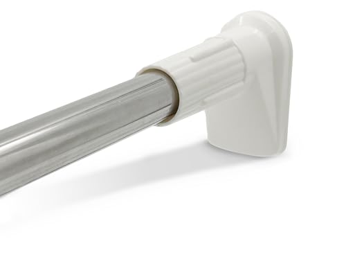 HOMEYA - Barra de Tensión para cortina de ducha o marco de puerta, Barra extensible de aluminio para armario, cocina, sin taladro, Barra ajustable, 85-150cm Plateado con blanco