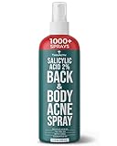 Back Acne Spray, 2% Salicylic Acid (BHA) Body Acne Spray, Fast-Drying Tea Tree Oil + Aloe Mist for Back, Chest, Shoulders & Butt, 4 fl oz