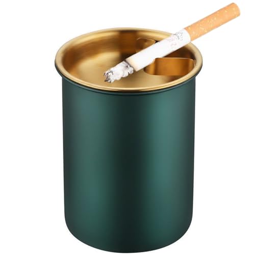Image of Car Ashtray with Lid, Portable Smell Proof Self-Extinguishing Auto Ashtray, Detachable Smokeless for Car Cup Holder, Stainless Steel Windproof Butt Bucket Ash Tray for Outdoor Travel Home Office