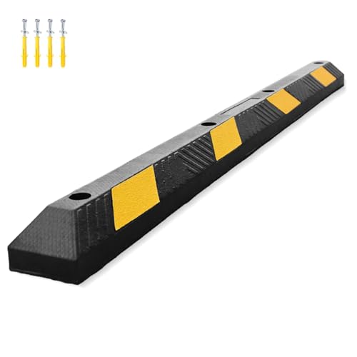 ELLUMIN 72' Heavy Duty Rubber Parking Stopper for Garage &ndash; 6-Foot Long Wheel Stopper with...