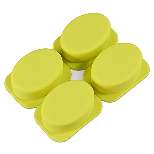 Qeleg 2 Pcs 4 Cell Sponge Oval Soap Molds Silicone Soap Mold Cake Bar Diy Handmade Soap Molds Baking Tray (Oval) #TOP3