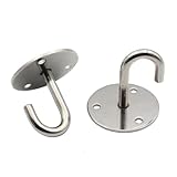 SeeRaphee Stainless Steel Round Base Screws Mount Ceiling Hooks Hanging Hook for Ceiling Fan Yoga and Hanging Plant Diameter 52mm 4PCS