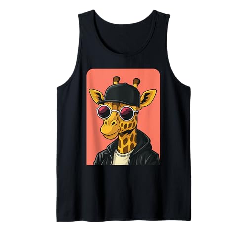 Jirafa con gafas de sol para hombres y mujeres, jirafa gráfica Camiseta sin Mangas