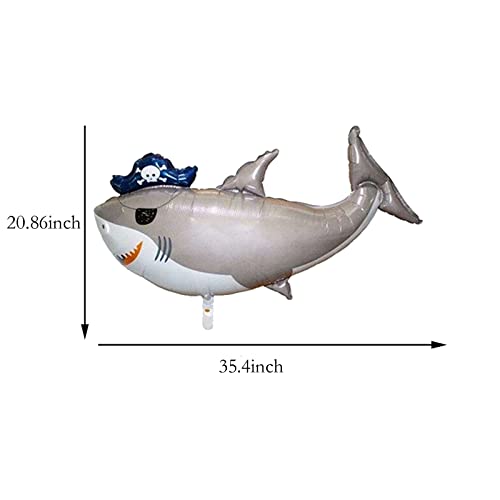 2Pcs Shark Balloons Large Aluminum Foil Shark Balloon Pirate Theme Ocean Theme Birthday Party Decorations Baby Shower #TOP2