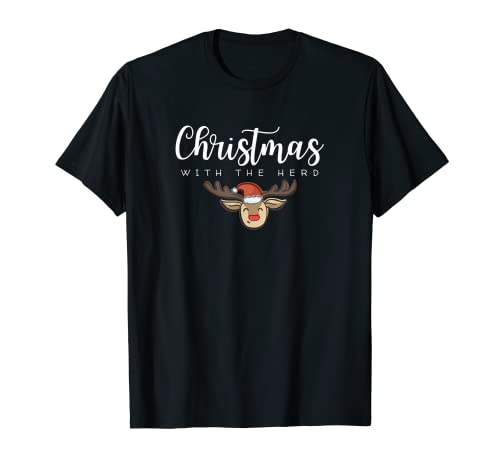 Noël avec le troupeau drôle Père Noël renne vacances familiales T-Shirt