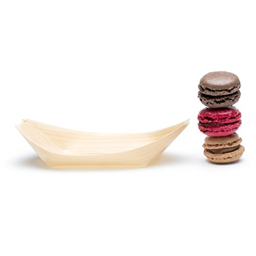 Plantvibes Platos de Madera en Forma de Barco, 100% compostable & CO2-neutral - 500 Botes ecológicos tamaño L - Vajillas Desechables, Bandejitas Desechables para Aperitivos y Tapas Cover