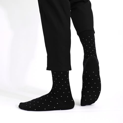 Mens Dress Socks 5 Pairs Soft Breathable Cotton Blend Classic Crew Socks Mid Calf Socks for Men Shoes Size 8-124