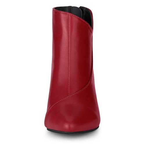 Allegra K Women's Pointed Toe Zipper Wedge Heel Ankle Booties3