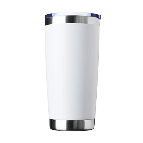 EcoMozz 20oz Tumbler Bulk Stainless Steel Vacuum Insulated Tumblers with Lid Double Wall Travel Mug Durable Powder Coated Coffee Cup, Suitable for Ice Drinks and Hot Beverage (White 1pack)