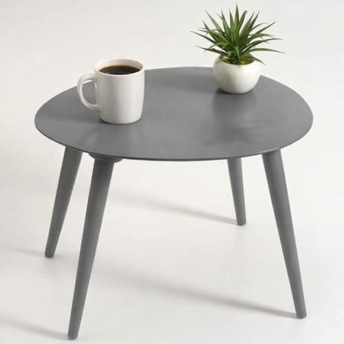 Image of Brown Art SHOPPEE Coffee Table-Oval Wood Coffee Table Storage and Display Sofa Table, Small Modern Table Furniture for Living Room&Home Office (Grey)