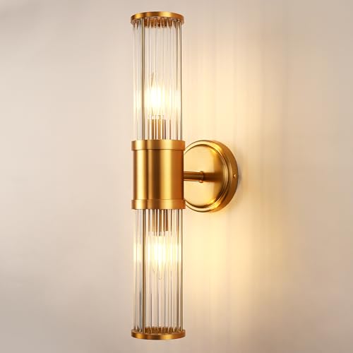 Image of DORESshop Copper Wall Sconce, 19.6 inch Sconces Lighting, 2-Light Modern Light Fixtures, Bathroom Vanity Light for Living Room, Bedroom, Sconces Wall Decor