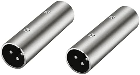 GEEKRIA for Creators XLR Male to XLR Male Microphone Cable Adapter, Compatible with Shure SM58, SM57, SM7B, MV7, PGA48, Behringer xm8500 Mic Cord Plug (Silver, 2 Pack)