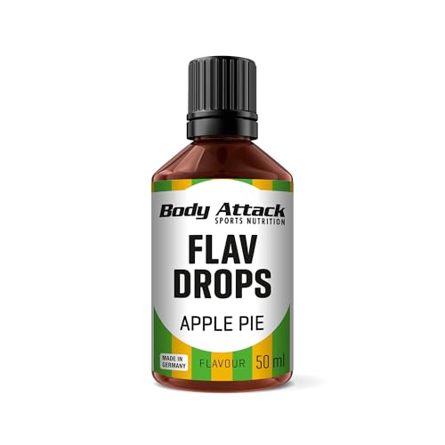 Body Attack Flav Drops®, 50 ml, Apple Pie, Aromatropfen für Lebensmittel, zuckerfreie Flavour Drops ohne Kalorien, vegan & Qualität Made in Germany