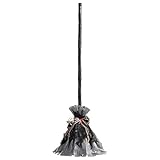 Farbe: grau NET TOYS Tanzender Hexenbesen Halloween Besen Hexe mit Sound Hexen Kostüm Accessoire Halloween Dekoration Gruselige Partydeko Hexenkostüm Zubehör