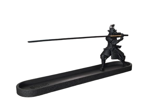 Samurai Incense Holder Japanese Warrior Incense Stick Burner with Ash Catcher Tray Zen Meditation Decor Aromatherapy Incense Stand for Home Office Yoga Room-image-32