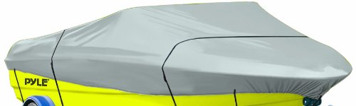 Pyle Protective Storage Boat Cover - Waterproof, and Weather Resistant with Sun Damage Protection Marine Grade Canvas for 20-22'L Beam Width to 106'V-Hull Runabouts and Outboards - PCVTB224