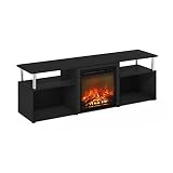 Picture of Furinno Jensen Open Storage Fireplace Entertainment Center for TV up to 70 Inch with Stainless Steel Tubes, Americano/Chrome