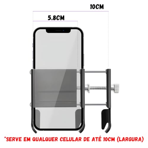 Suporte de Celular com Carregador Garra para Moto Fixação Parafuso do Guidão