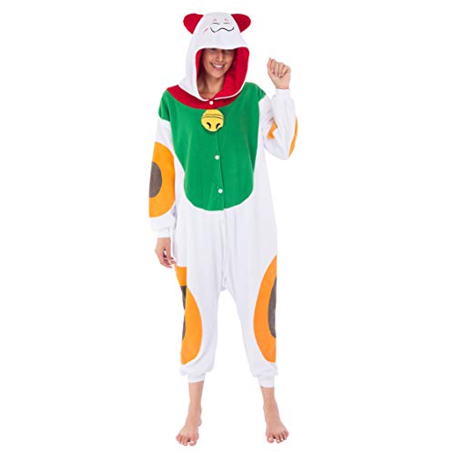 Spooktacular Creations Lucky Cat Onesie Costume Pajamas Adult (Medium)