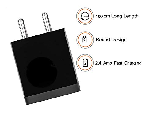 Image of Fast Type-C Charger for Xiaomi Redmi Note 7 Pro / Note7 Pro Charger Original Adapter Android USB Charger with 1 Meter USB Type C Charging Data Cable (2.4 Amp, TMI7, Black)