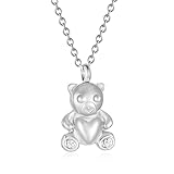 Teddy Bear Urn Nekclaces for Ashes Jewelry Bear Toys Cremation Urn Necklace Memorial Ash Holder Keepsake Locket Pendant (Silver)