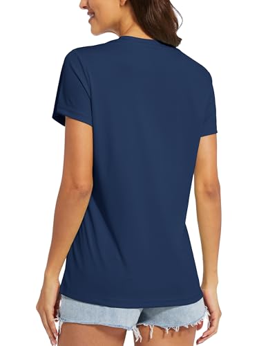 Image of MAGCOMSEN Women's Short Sleeve T-Shirt Quick Dry Athletic Tee Shirt Running Workout Yoga Top Tee Performance Shirts