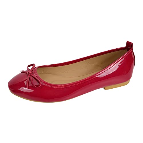 Genérico Zapatillas Baratas Zapatillas con CuñA Mujer Zapatos Planos de Blanda con Punta Cuadrada para Mujer, Zapatos sin Cordones para Mujer, para Mujer, Zapatos De Mujer con Horma (Red, 41)